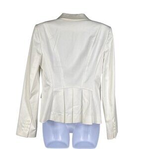 Ann Taylor Loft Womens 4 White Tailored Blazer Peplum Lined Office Quiet Luxury